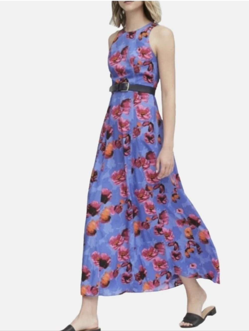 Banana Republic Sleeveless Floral Maxi Dress Blue / Purple & Pink Size 14